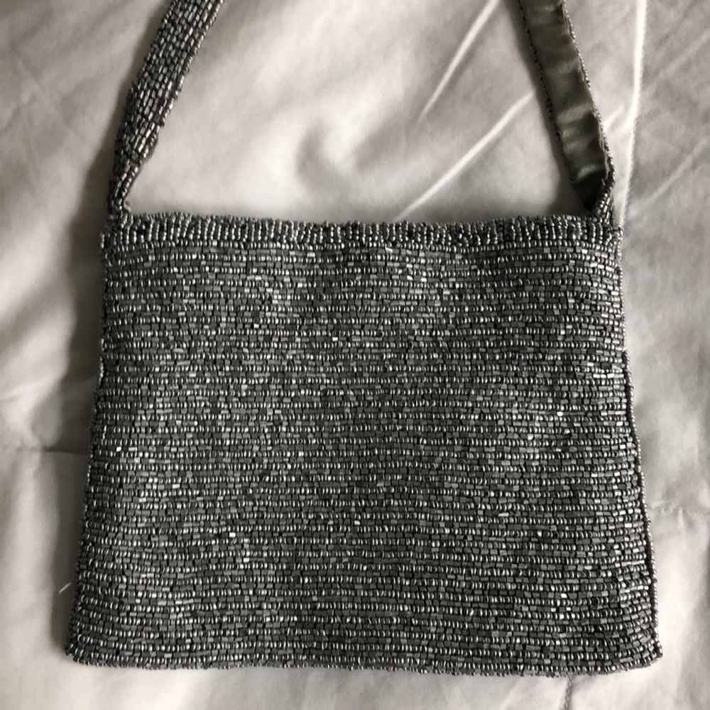 Silver beaded purse